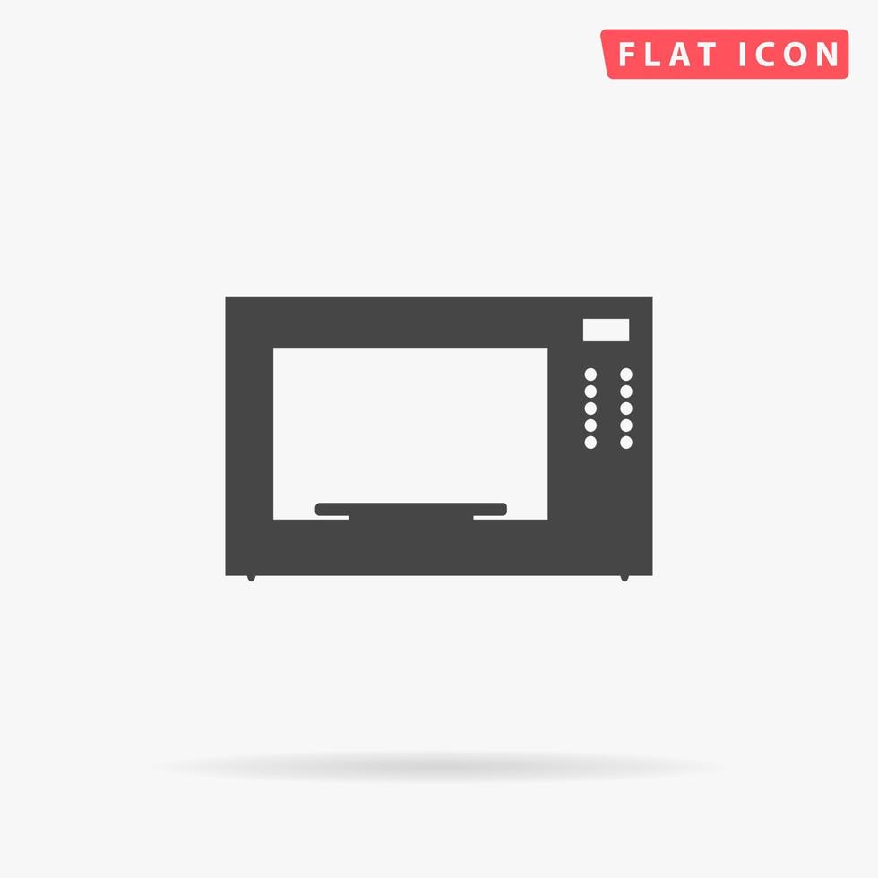 Microwave oven. Simple flat black symbol with shadow on white background. Vector illustration pictogram