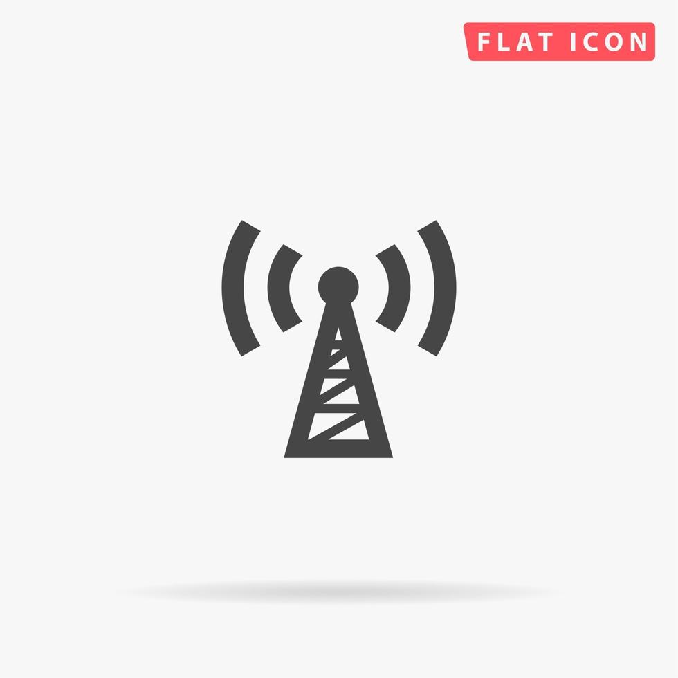 Transmitter. Simple flat black symbol with shadow on white background. Vector illustration pictogram