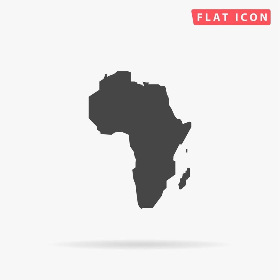 Africa Map. Simple flat black symbol with shadow on white background. Vector illustration pictogram