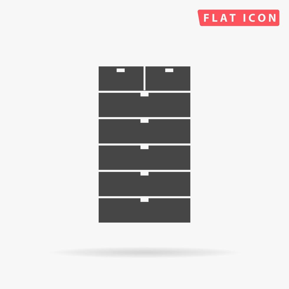 Drawer. Simple flat black symbol with shadow on white background. Vector illustration pictogram
