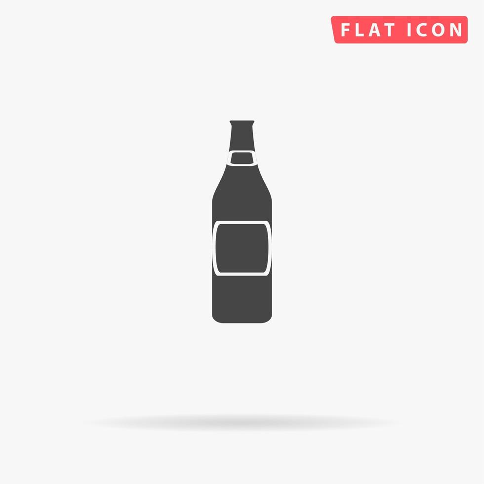 botella de cerveza . simple símbolo negro plano con sombra sobre fondo blanco. pictograma de ilustración vectorial vector