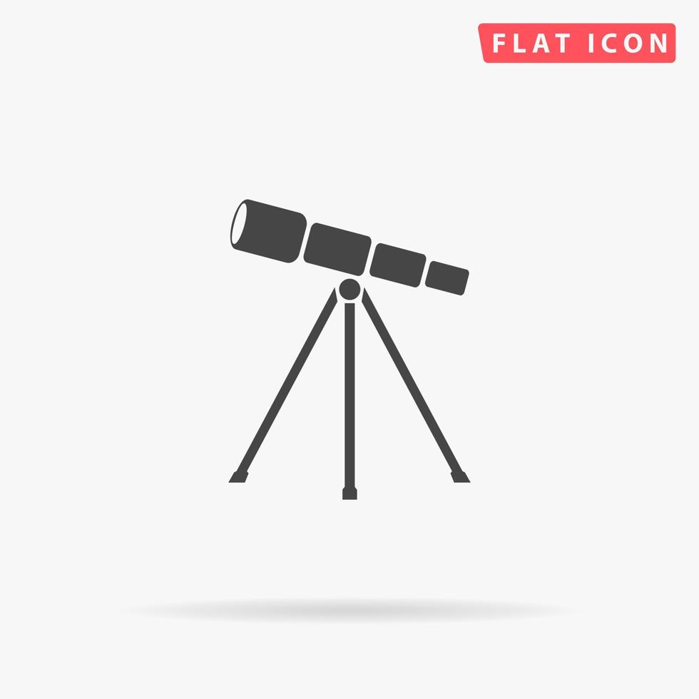 Telescope. Simple flat black symbol with shadow on white background. Vector illustration pictogram