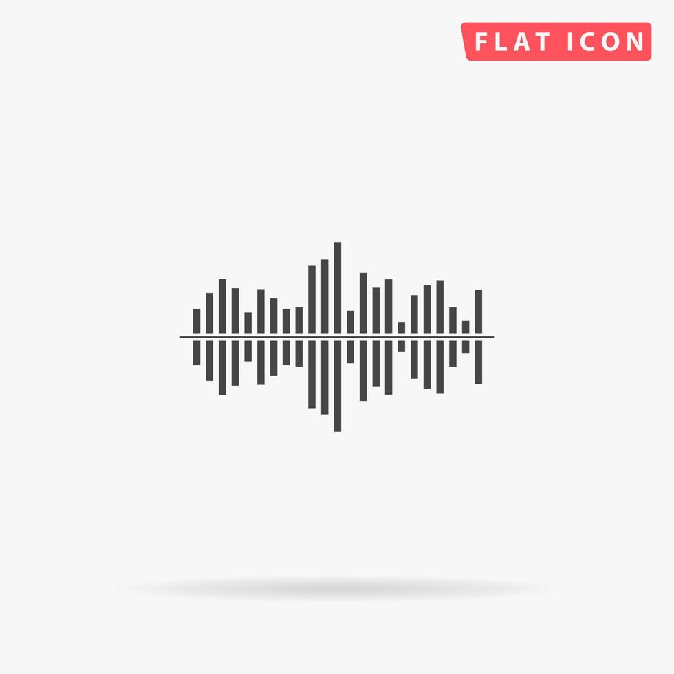 Sound waveequalizer music. Simple flat black symbol with shadow on white background. Vector illustration pictogram