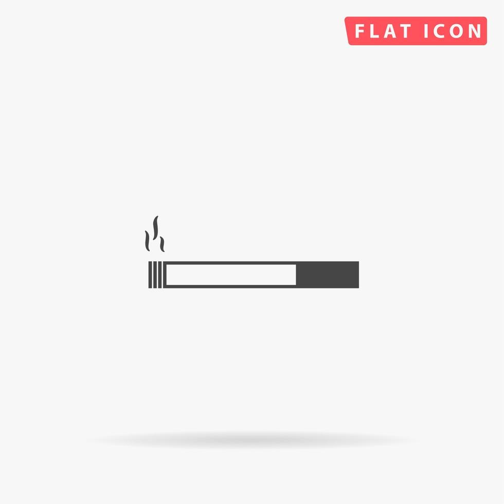 Smoking cigarette. Simple flat black symbol with shadow on white background. Vector illustration pictogram