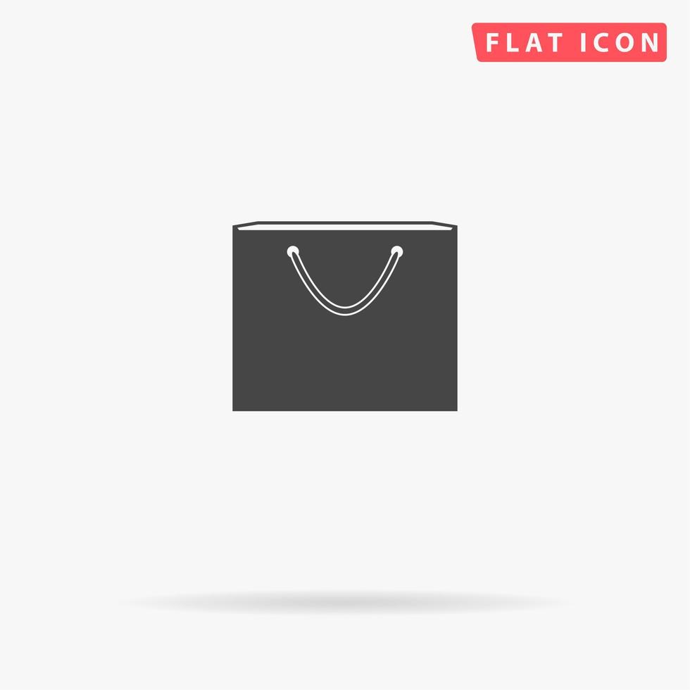 Shopping bag. Simple flat black symbol with shadow on white background. Vector illustration pictogram