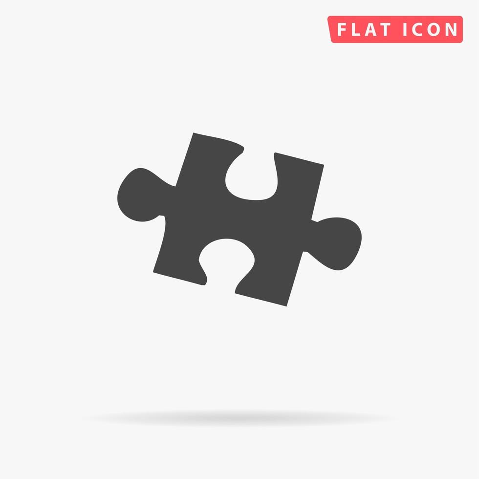 Simple puzzle. Simple flat black symbol with shadow on white background. Vector illustration pictogram