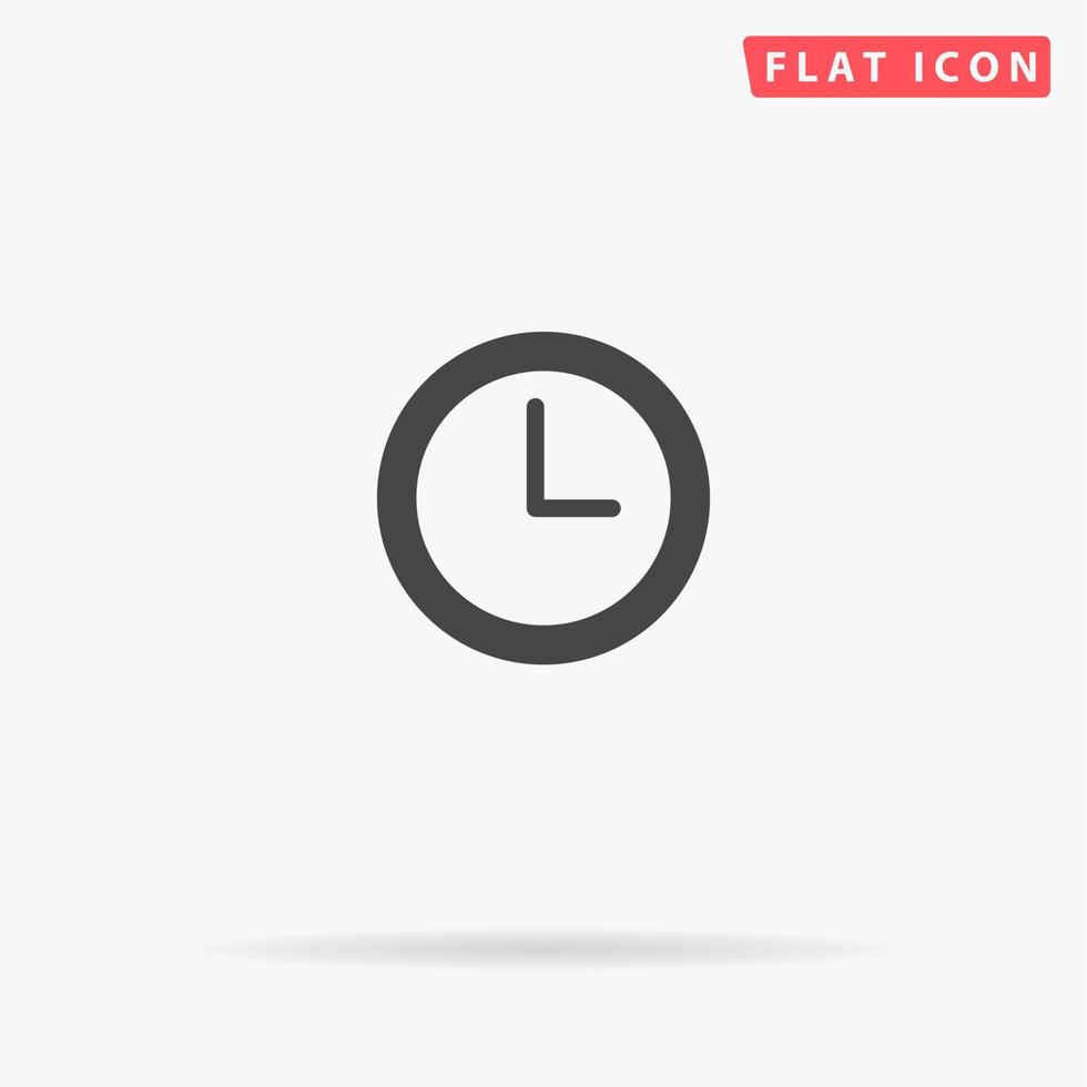 Time clock. Simple flat black symbol with shadow on white background. Vector illustration pictogram