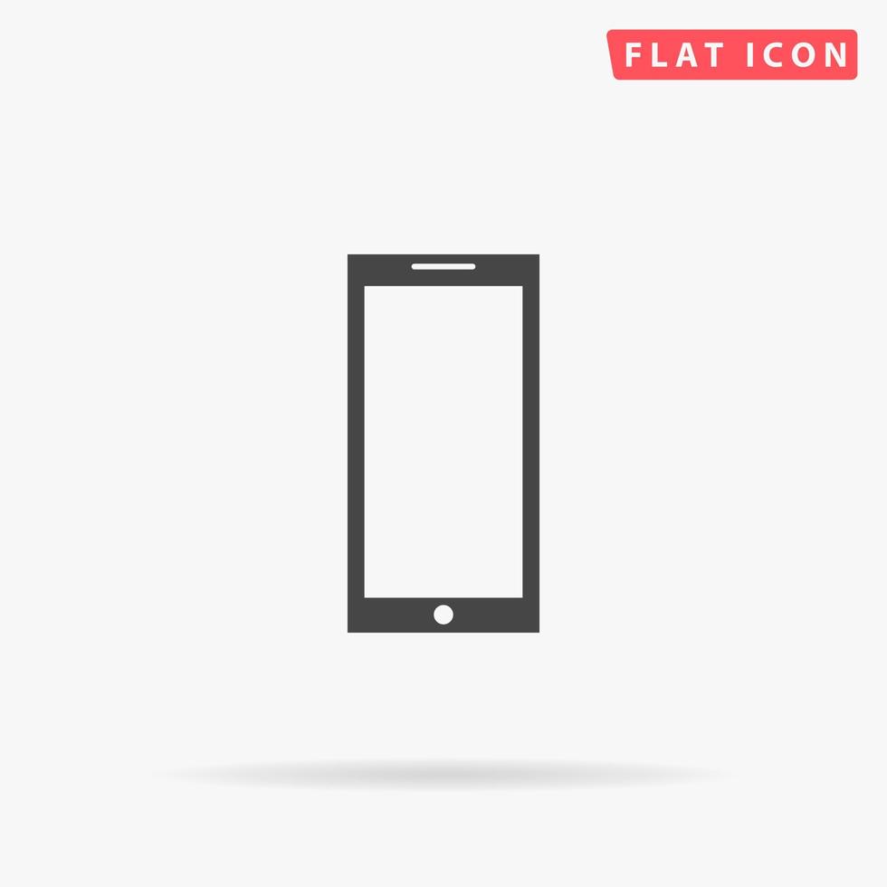 Smartphone. Simple flat black symbol with shadow on white background. Vector illustration pictogram