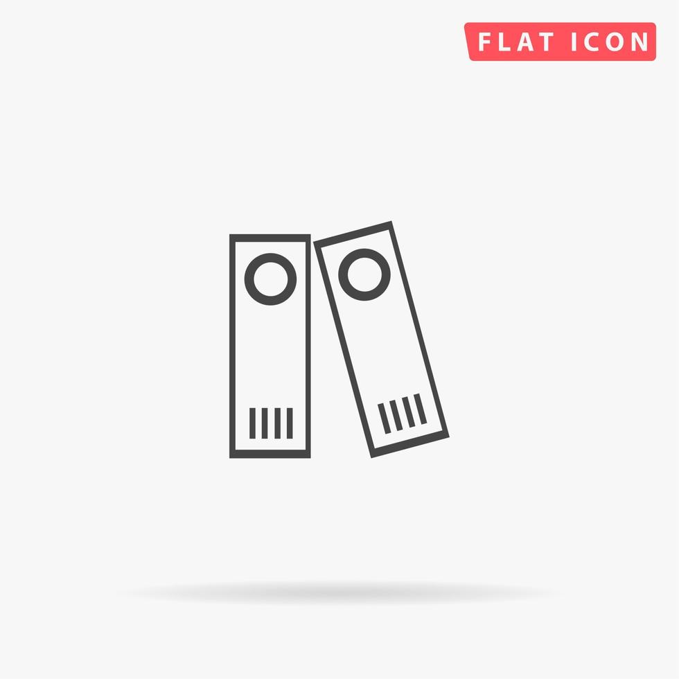Row of binders. Simple flat black symbol with shadow on white background. Vector illustration pictogram