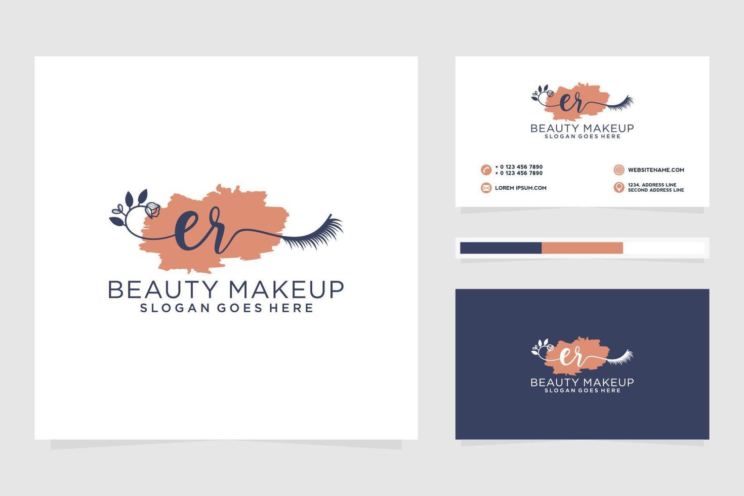 Initial ER Feminine logo collections and business card templat Premium Vector