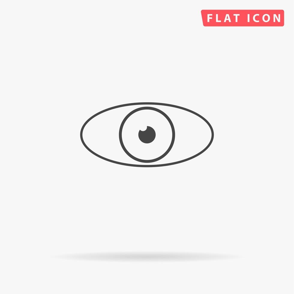 Eye icon. Simple flat black symbol with shadow on white background. Vector illustration pictogram