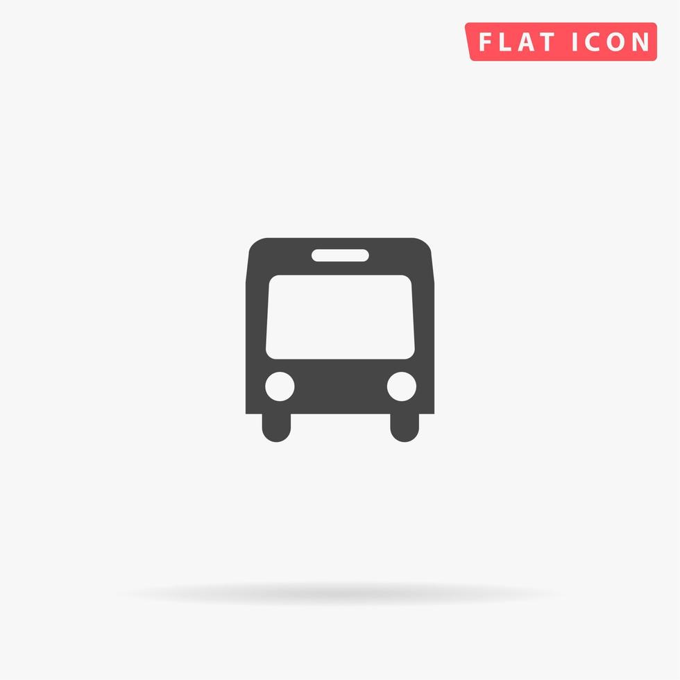 autobús sencillo. simple símbolo negro plano con sombra sobre fondo blanco. pictograma de ilustración vectorial vector