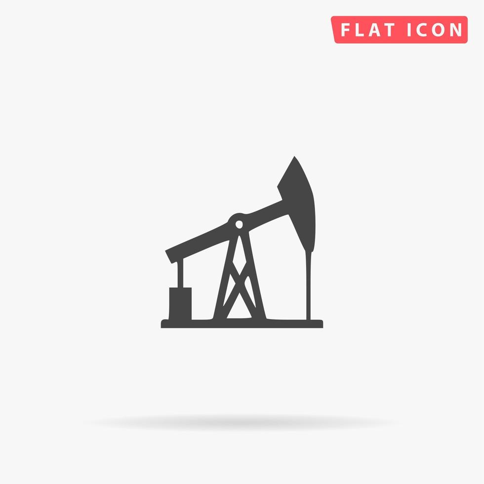 Oil derrick. Simple flat black symbol with shadow on white background. Vector illustration pictogram
