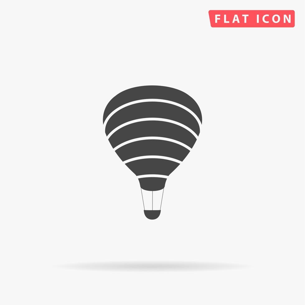 Sky balloon. Simple flat black symbol with shadow on white background. Vector illustration pictogram