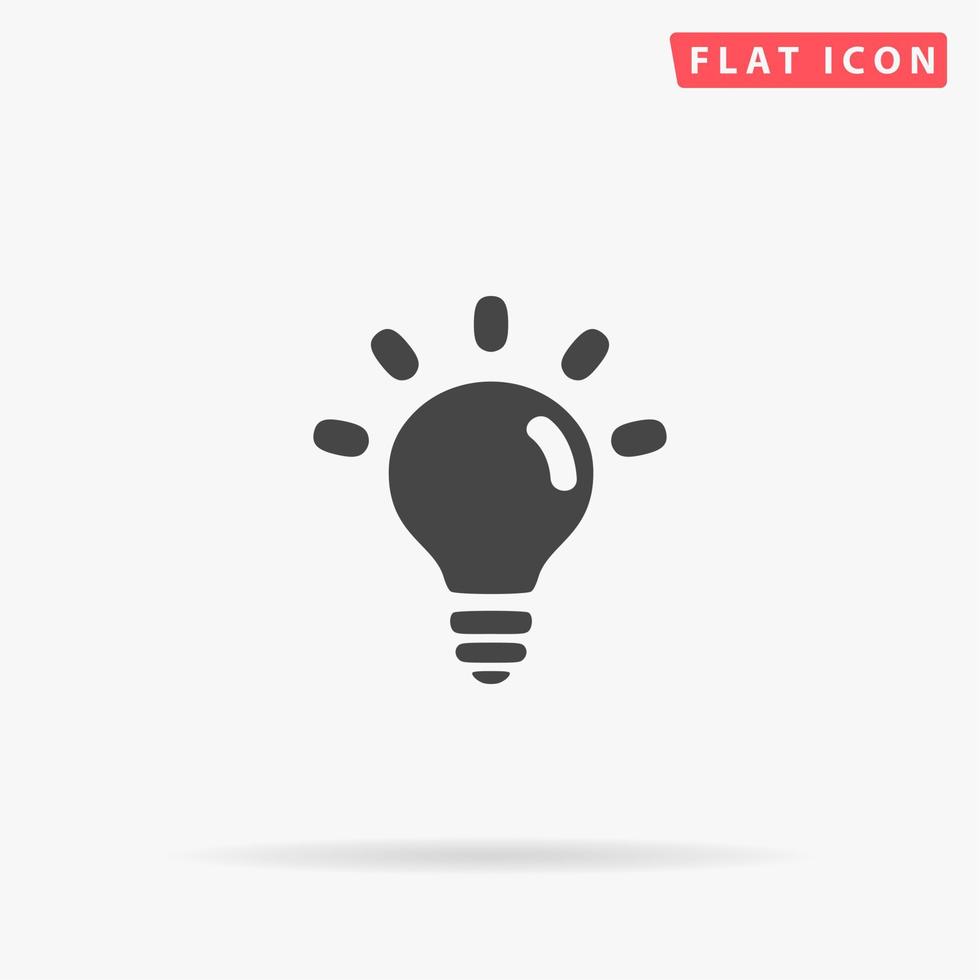 BULB. Simple flat black symbol with shadow on white background. Vector illustration pictogram