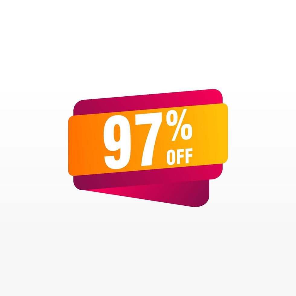 97 discount, Sales Vector badges for Labels, , Stickers, Banners, Tags, Web Stickers, New offer. Discount origami sign banner.
