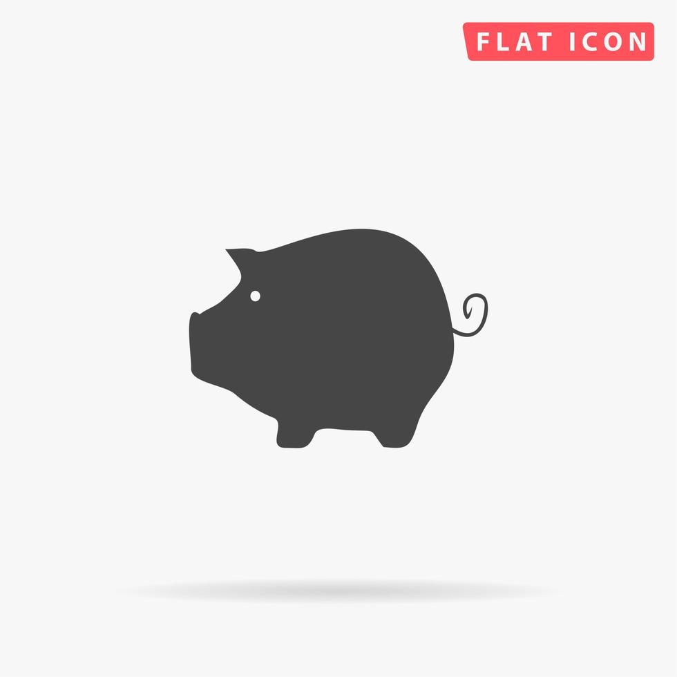 Piggy bank. Simple flat black symbol with shadow on white background. Vector illustration pictogram