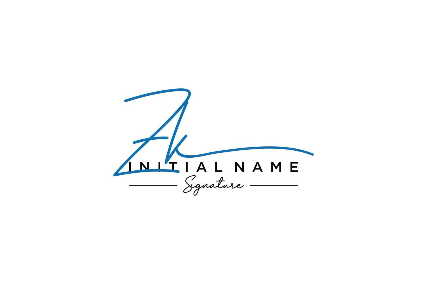 Initial ZK signature logo template vector. Hand drawn Calligraphy lettering Vector illustration.