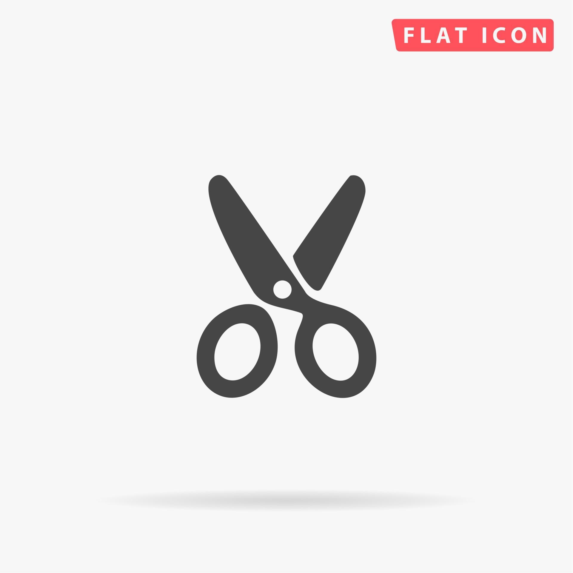 Scissors. Simple flat black symbol with shadow on white background