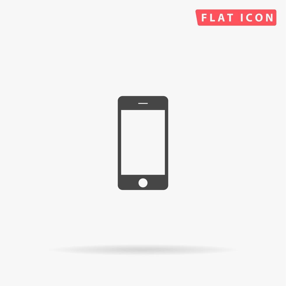 Touch phone. Simple flat black symbol with shadow on white background. Vector illustration pictogram