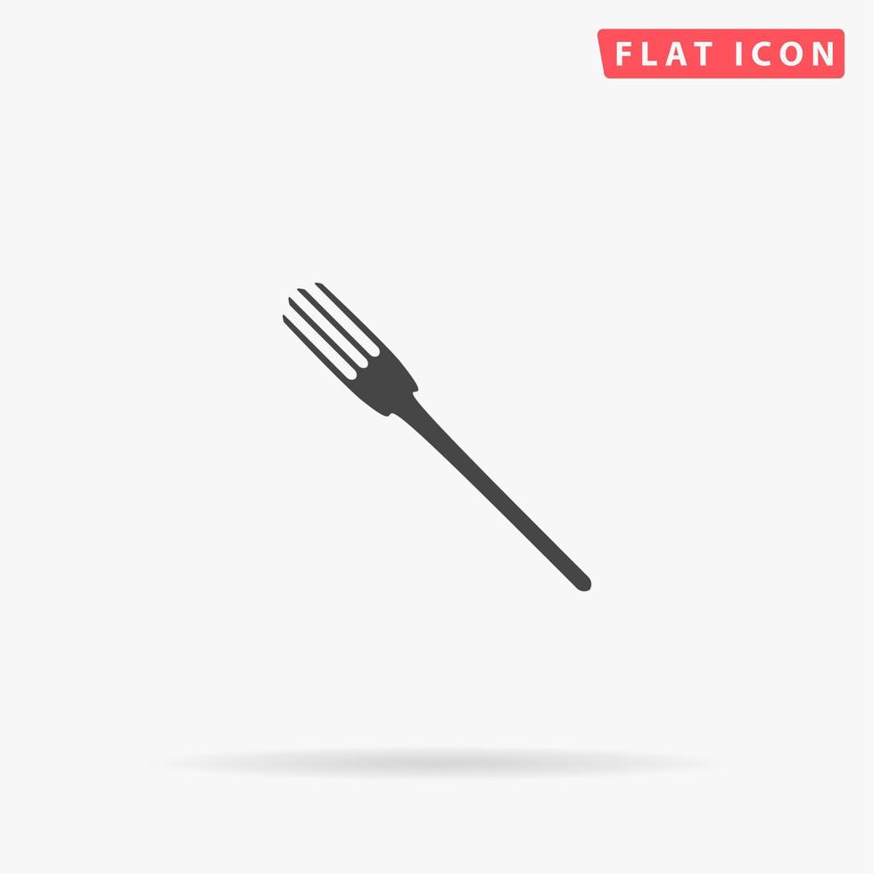 Fork. Simple flat black symbol with shadow on white background. Vector illustration pictogram