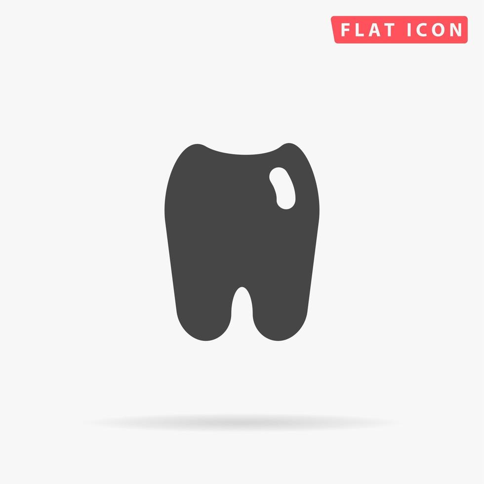 Tooth. Simple flat black symbol with shadow on white background. Vector illustration pictogram