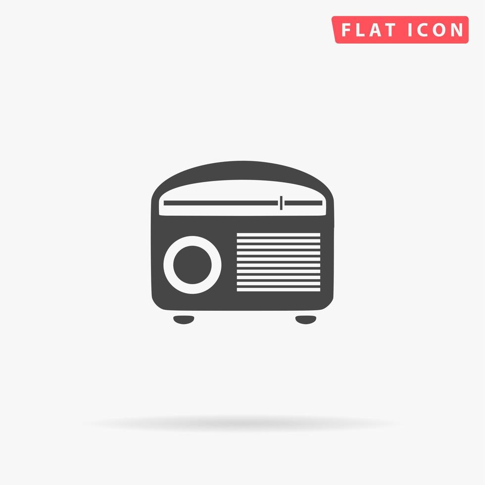 sintonizador de radios retro revival. simple símbolo negro plano con sombra sobre fondo blanco. pictograma de ilustración vectorial vector