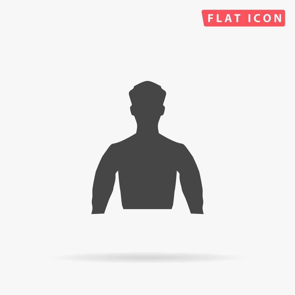 Silhouette man. Simple flat black symbol with shadow on white background. Vector illustration pictogram