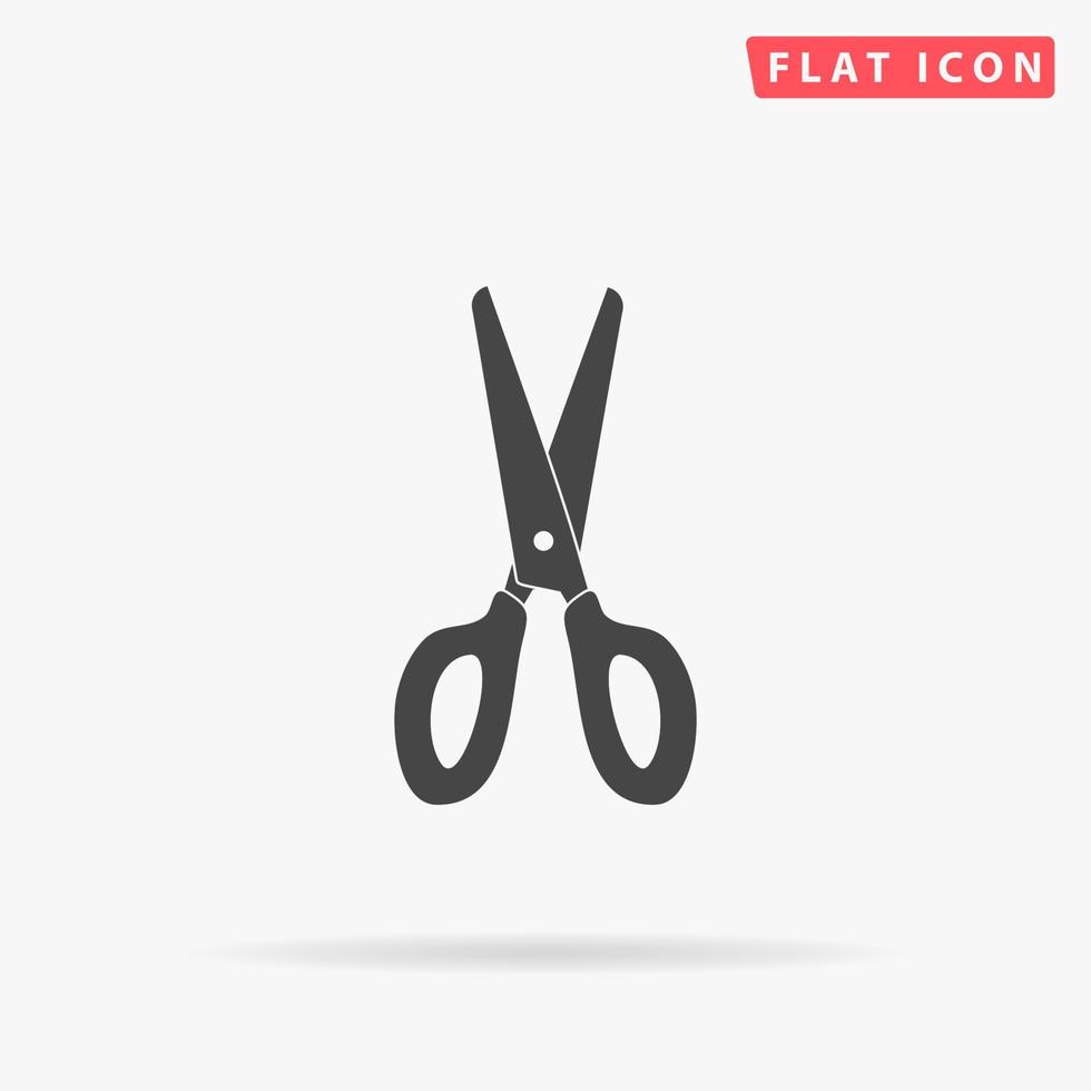 Scissors. Simple flat black symbol with shadow on white background. Vector illustration pictogram