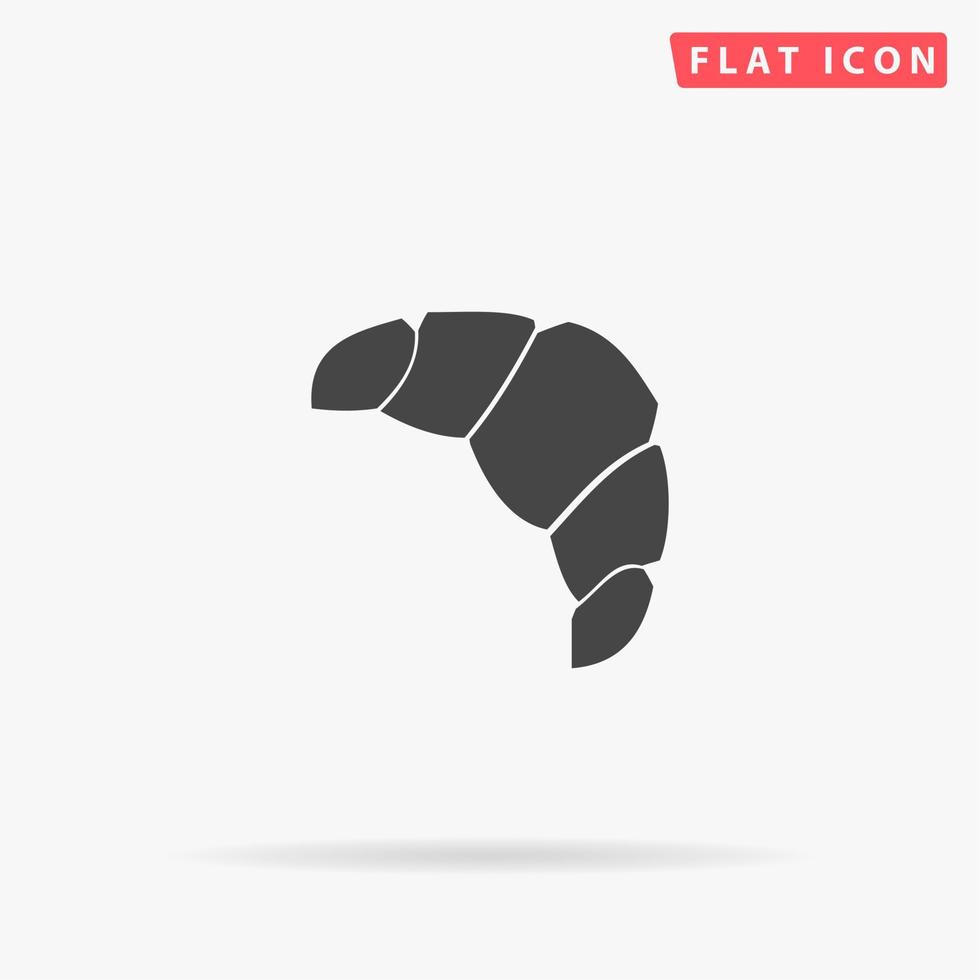 Croissant. Simple flat black symbol with shadow on white background. Vector illustration pictogram