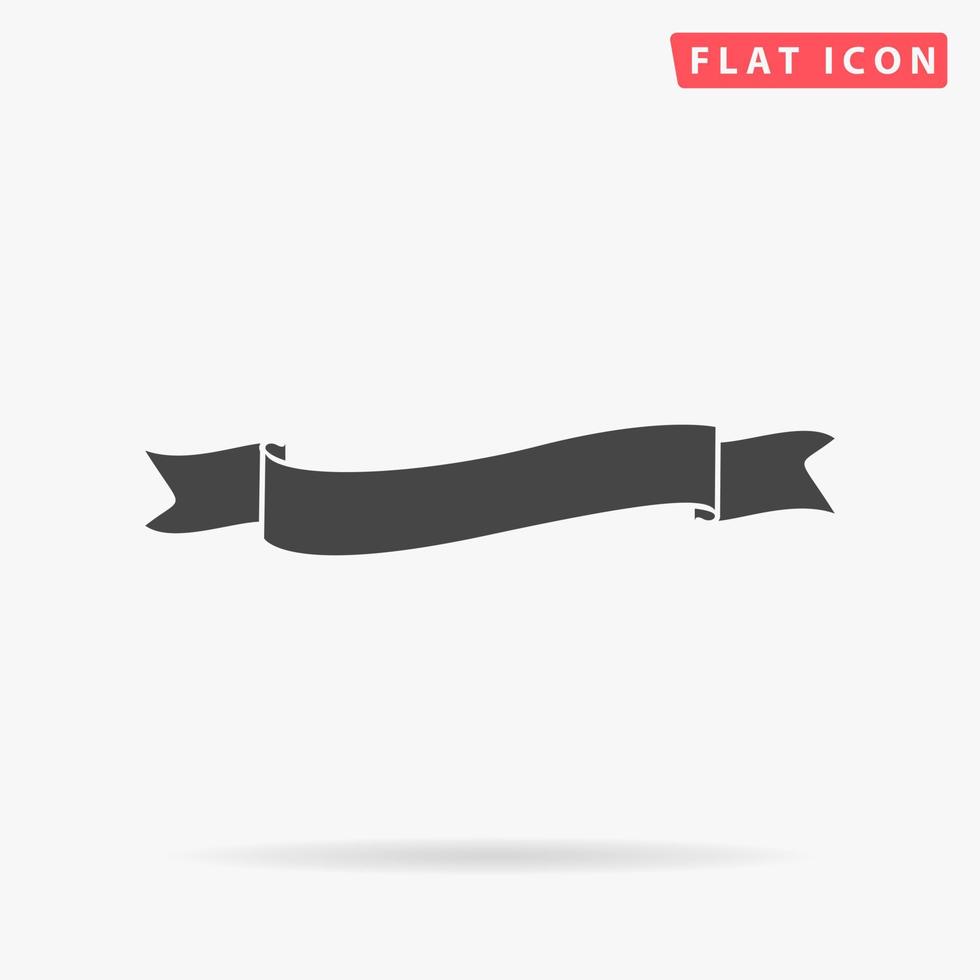 Flat ribbon icon. Simple flat black symbol with shadow on white background. Vector illustration pictogram