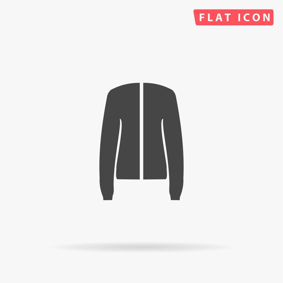 Jacket. Simple flat black symbol with shadow on white background. Vector illustration pictogram