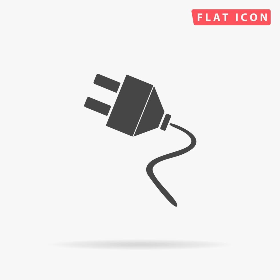 Electrical plug. Simple flat black symbol with shadow on white background. Vector illustration pictogram