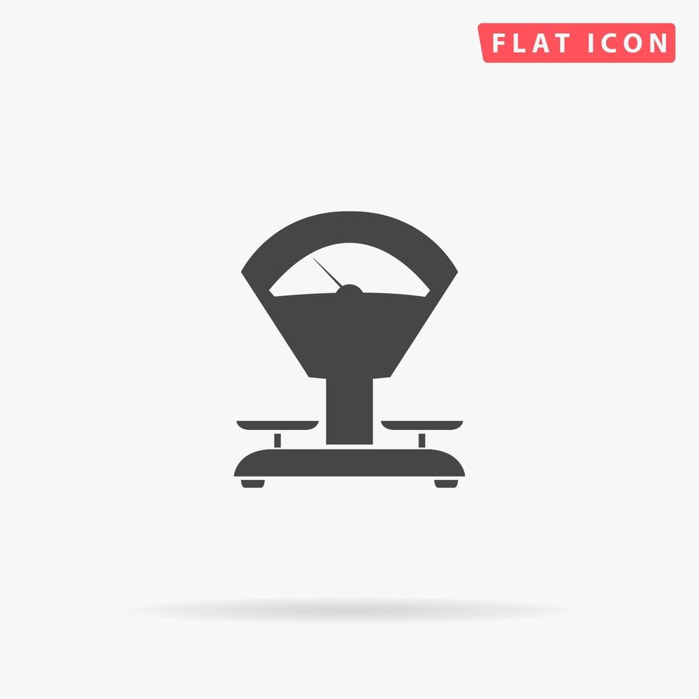 Weight Scale. Simple flat black symbol with shadow on white background. Vector illustration pictogram