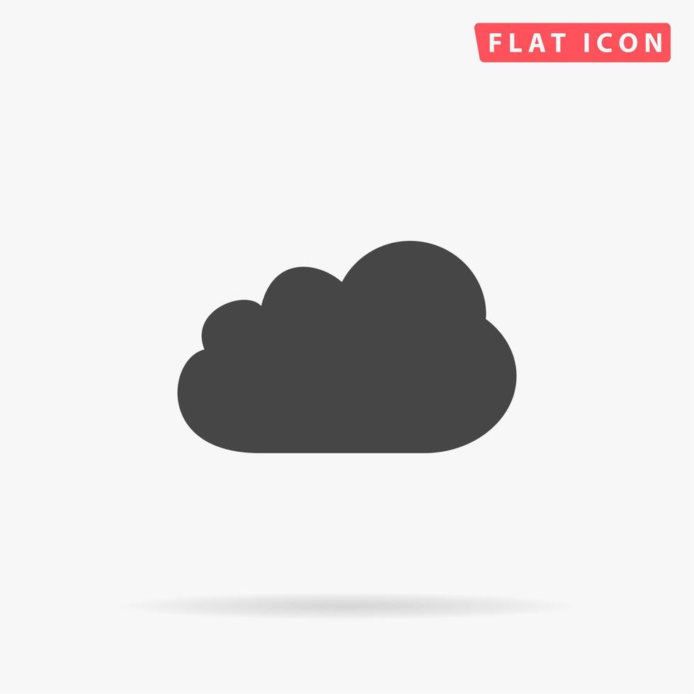 Cloud icon. Simple flat black symbol with shadow on white background. Vector illustration pictogram