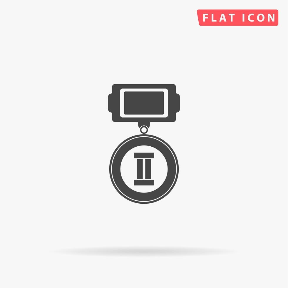 Medals 2 places. Simple flat black symbol with shadow on white background. Vector illustration pictogram