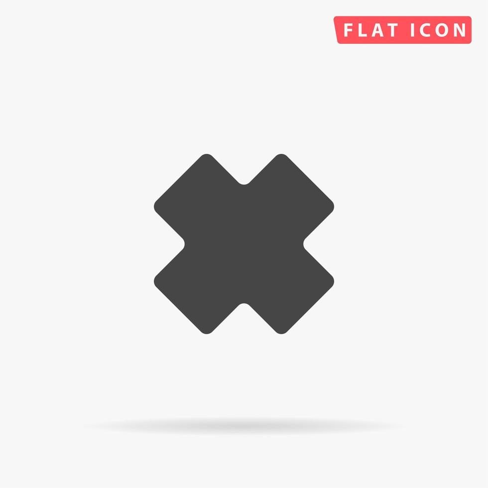 Cross. Simple flat black symbol with shadow on white background. Vector illustration pictogram