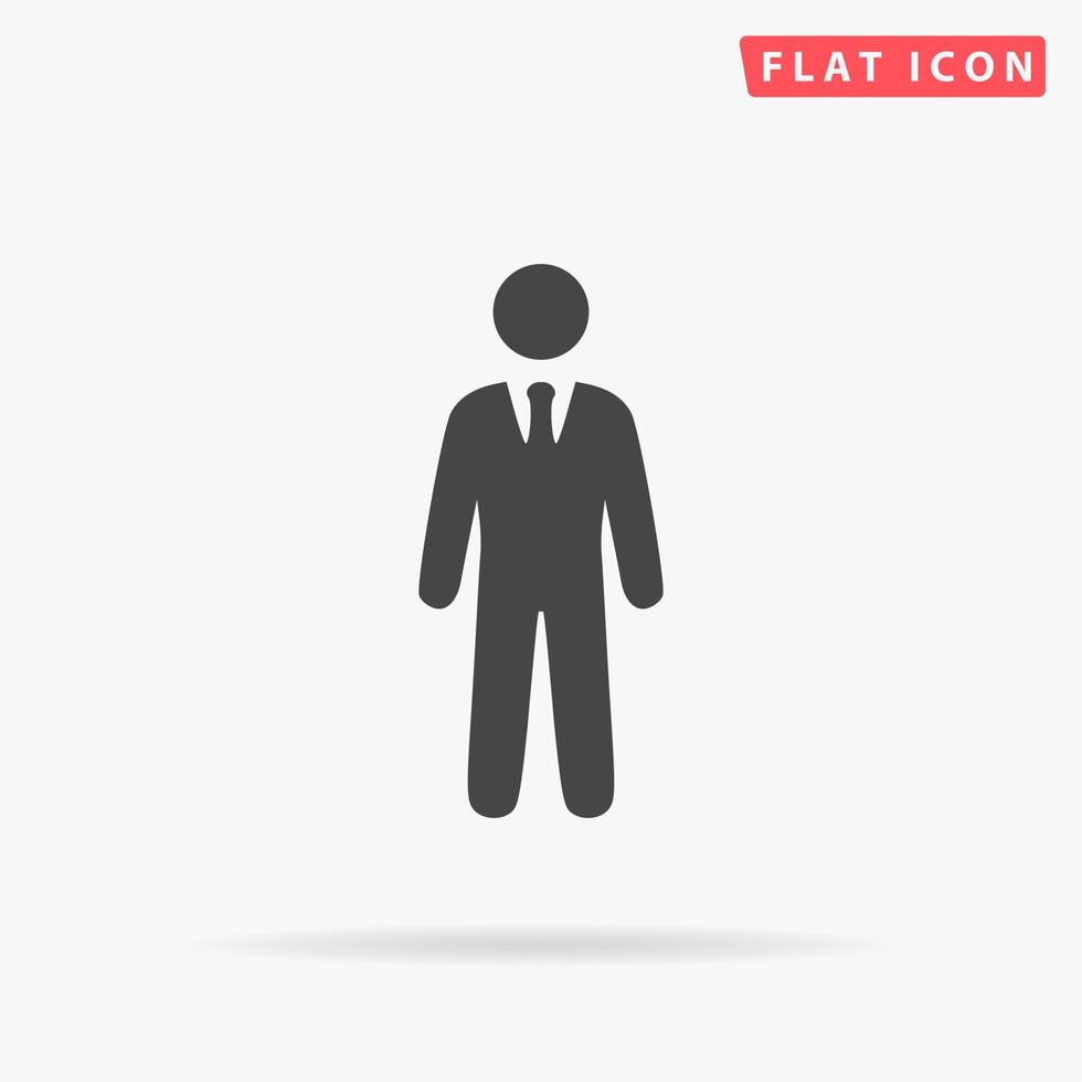 Businessman. Simple flat black symbol with shadow on white background. Vector illustration pictogram