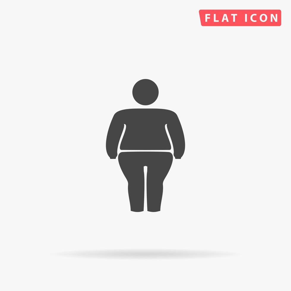 Overweight man symbol. Simple flat black symbol with shadow on white background. Vector illustration pictogram