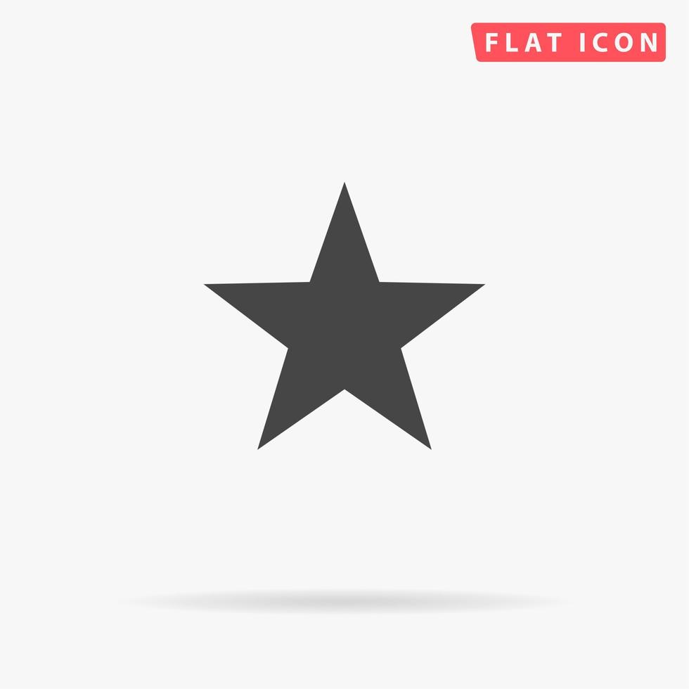 Clasic star. Simple flat black symbol with shadow on white background. Vector illustration pictogram