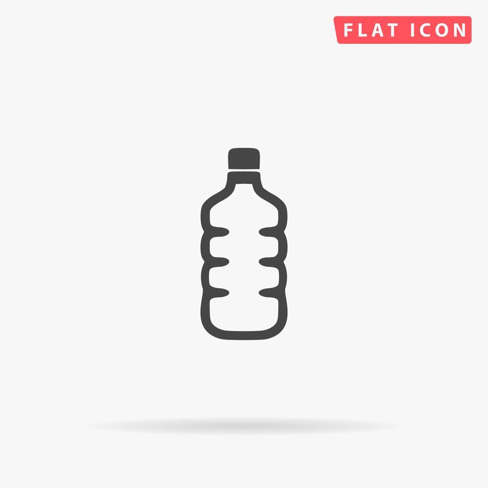 Plastic water bottle. Simple flat black symbol with shadow on white background. Vector illustration pictogram