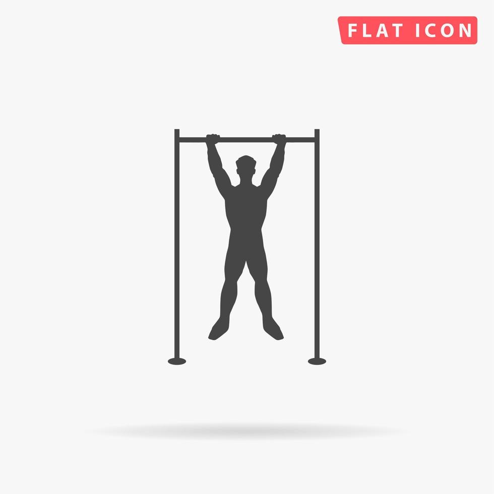 Horizontal bar and man. Simple flat black symbol with shadow on white background. Vector illustration pictogram