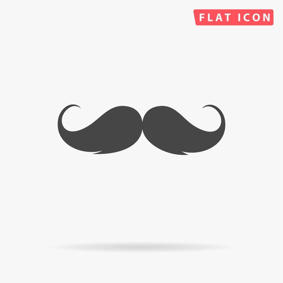 Mustache. Simple flat black symbol with shadow on white background. Vector illustration pictogram