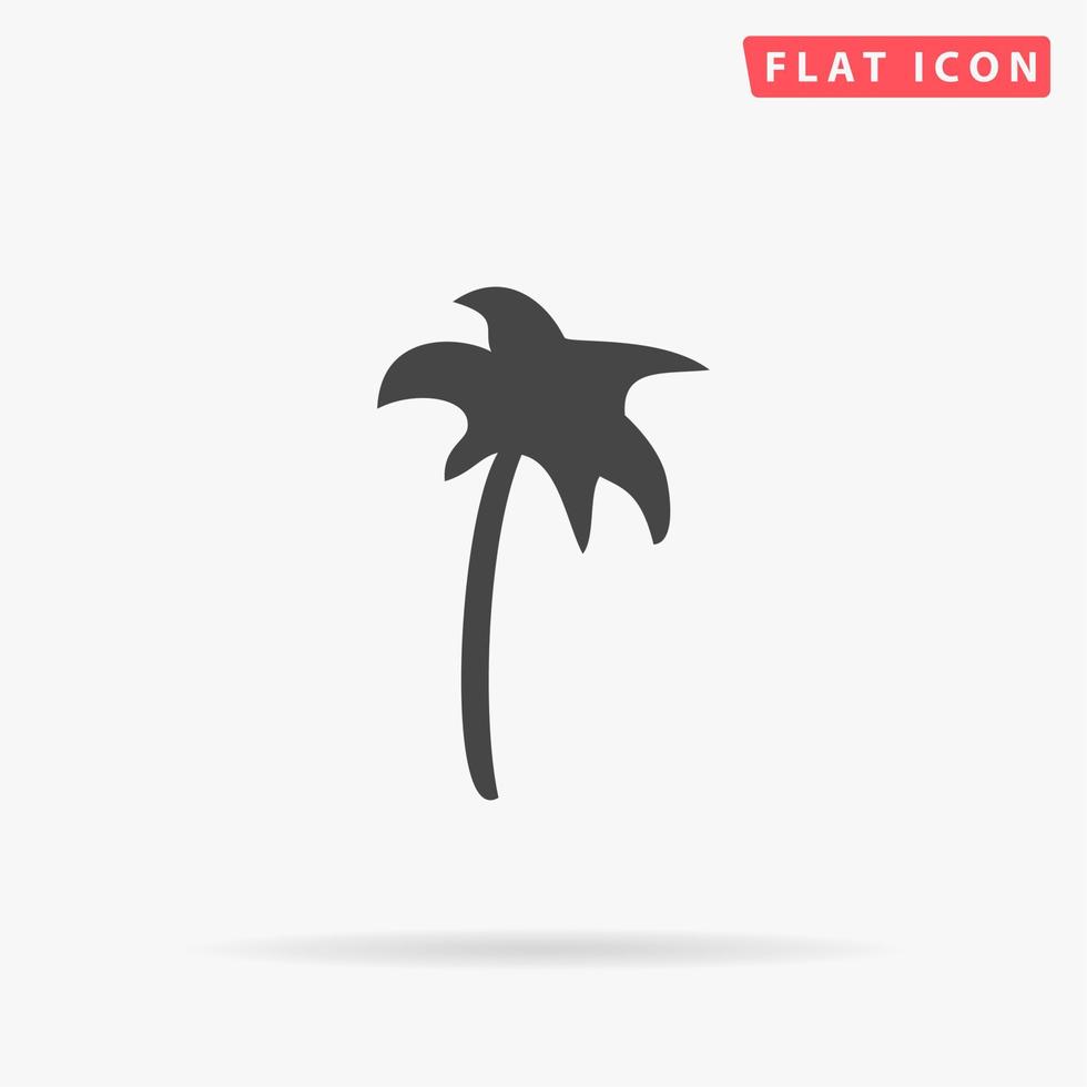 palmera. simple símbolo negro plano con sombra sobre fondo blanco. pictograma de ilustración vectorial vector