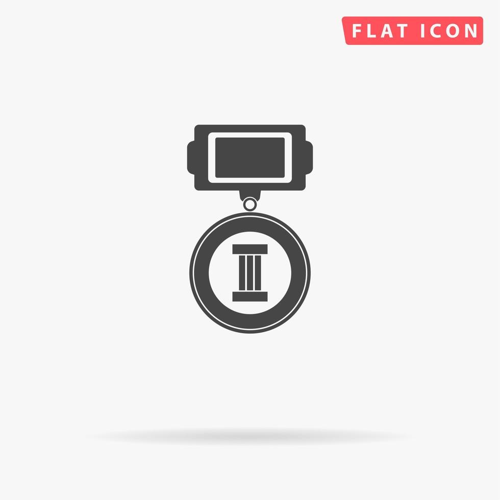 Medals 3 places. Simple flat black symbol with shadow on white background. Vector illustration pictogram