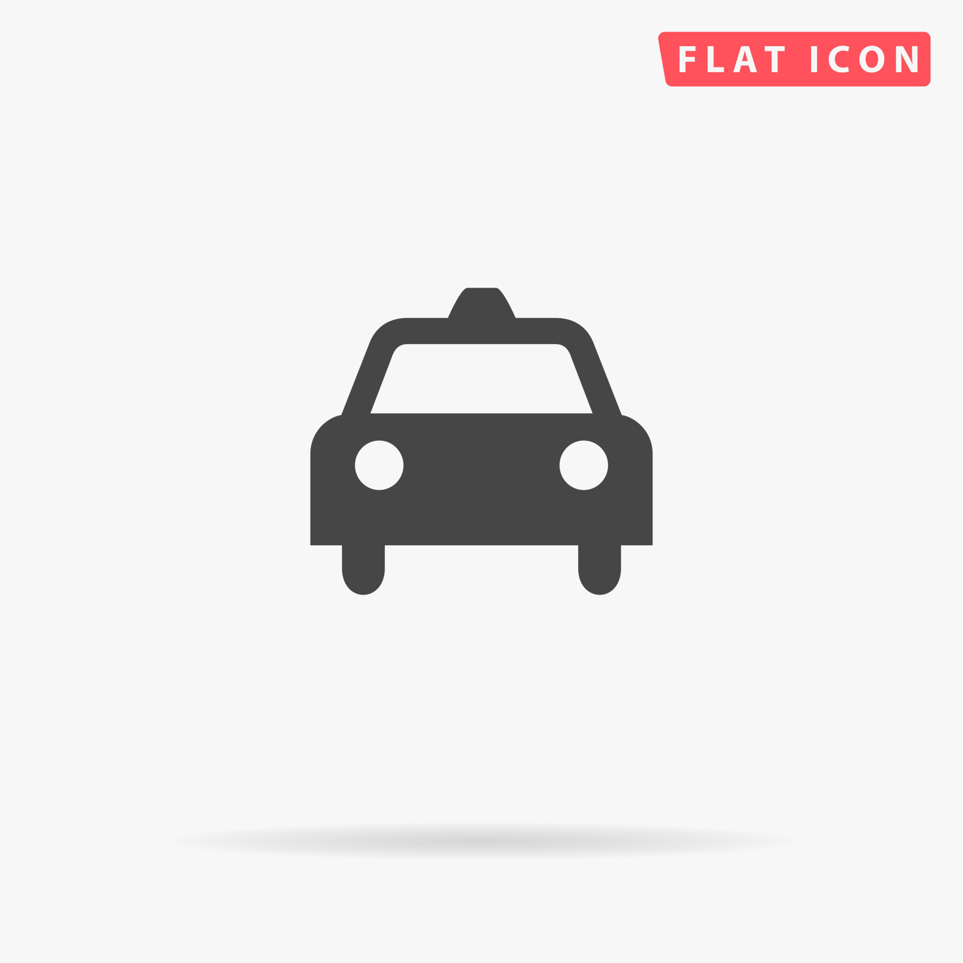 Taxi. Simple flat black symbol with shadow on white background. Vector