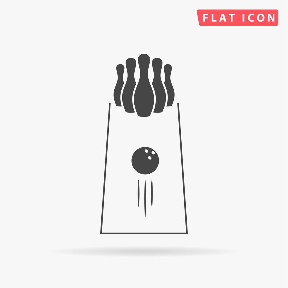 The bowling Game. Simple flat black symbol with shadow on white background. Vector illustration pictogram