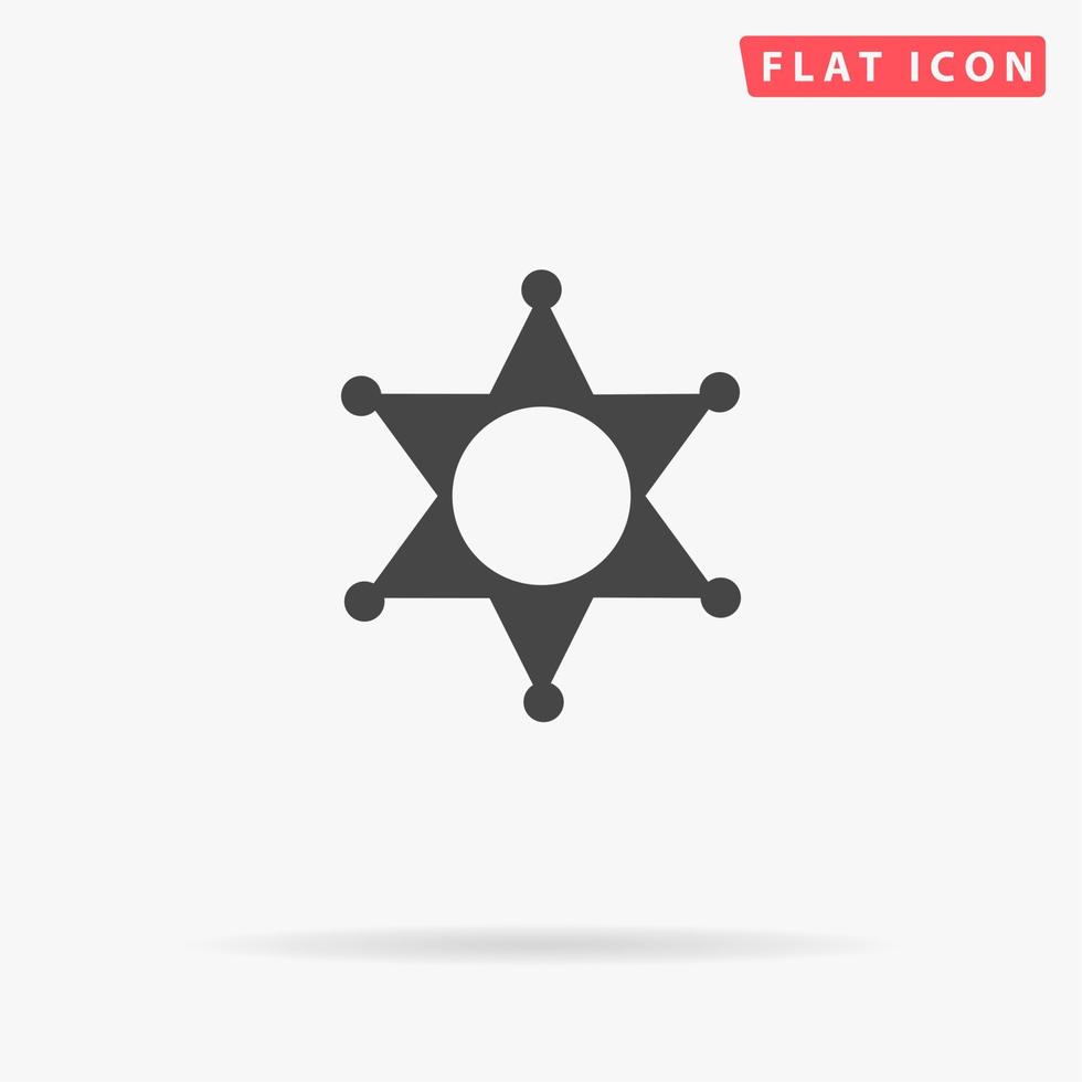 Sheriff star. Simple flat black symbol with shadow on white background. Vector illustration pictogram