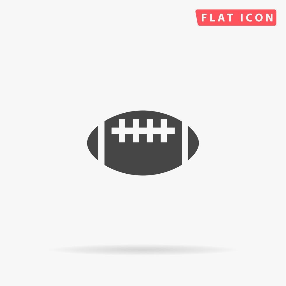 Rugby ball. Simple flat black symbol with shadow on white background. Vector illustration pictogram