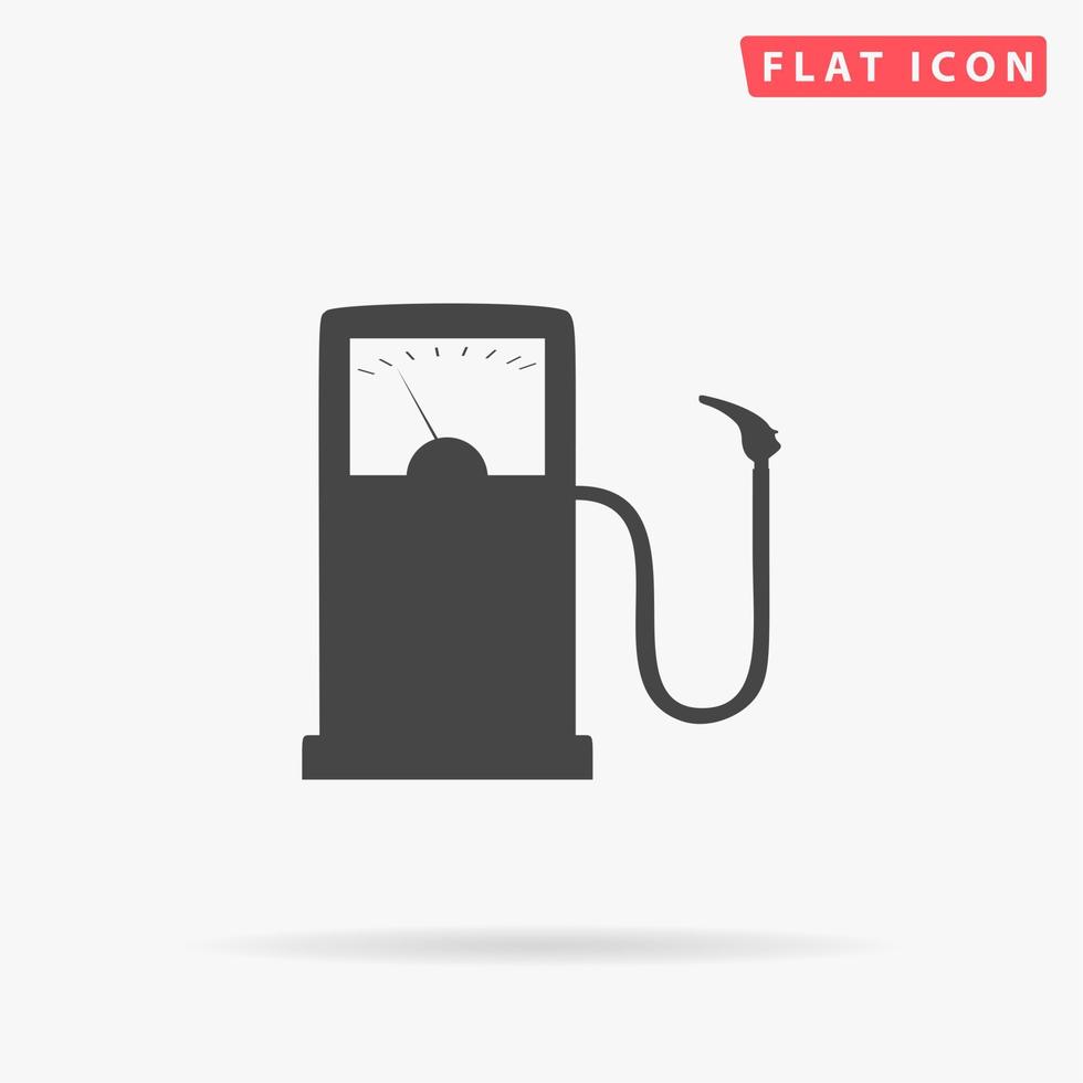 Gas station. Simple flat black symbol with shadow on white background. Vector illustration pictogram